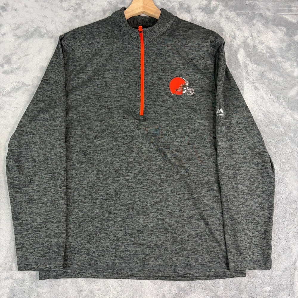 Cleveland Browns 1/4 Zip Long Sleeve Pullover Mens Medium Majestic Cool Base